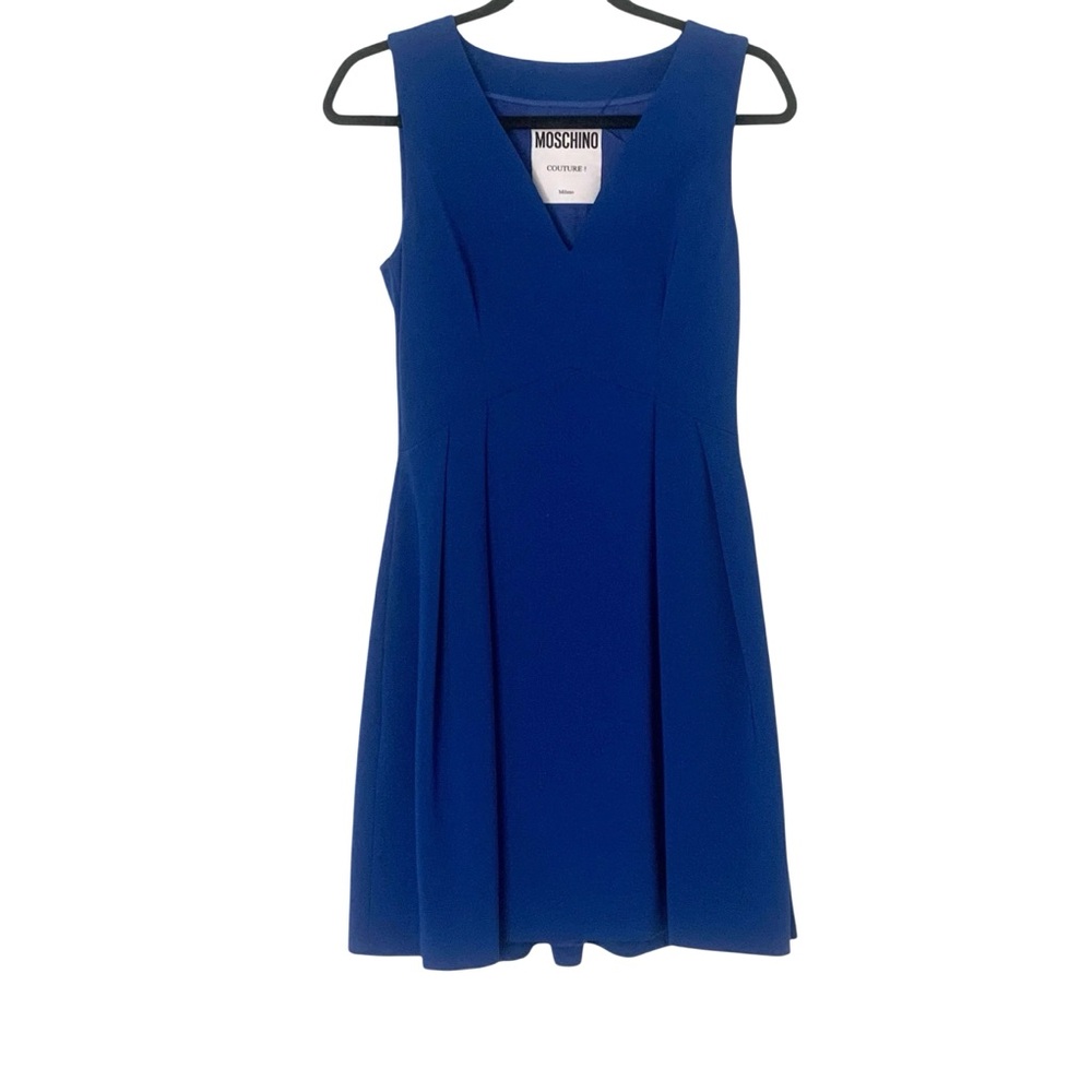 Moschino Couture Women’s Size 6 Vibrant Blue Sleeveless Dress Luxury Feminine